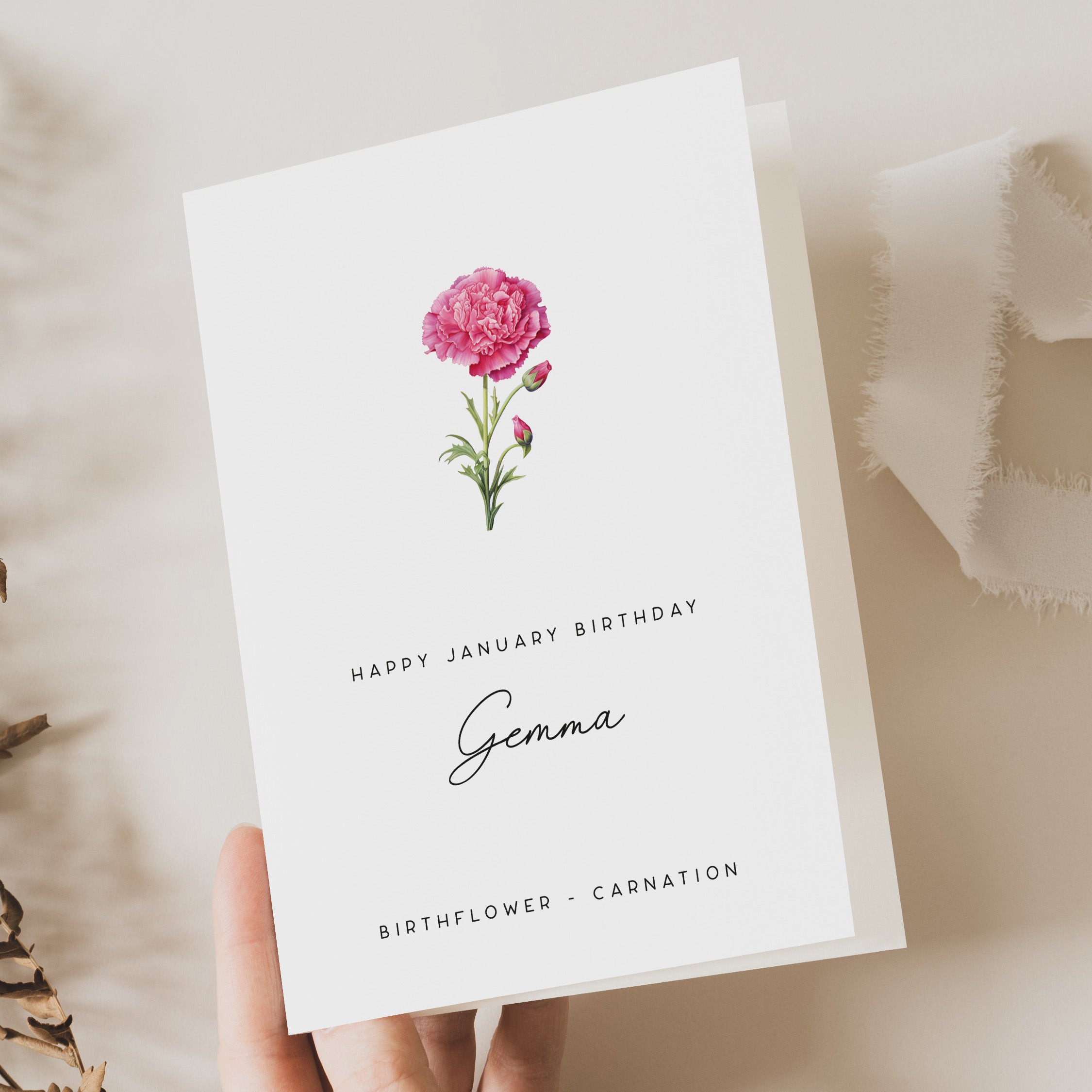 January Birth Flower Birthday Card - Beth and Bee UK