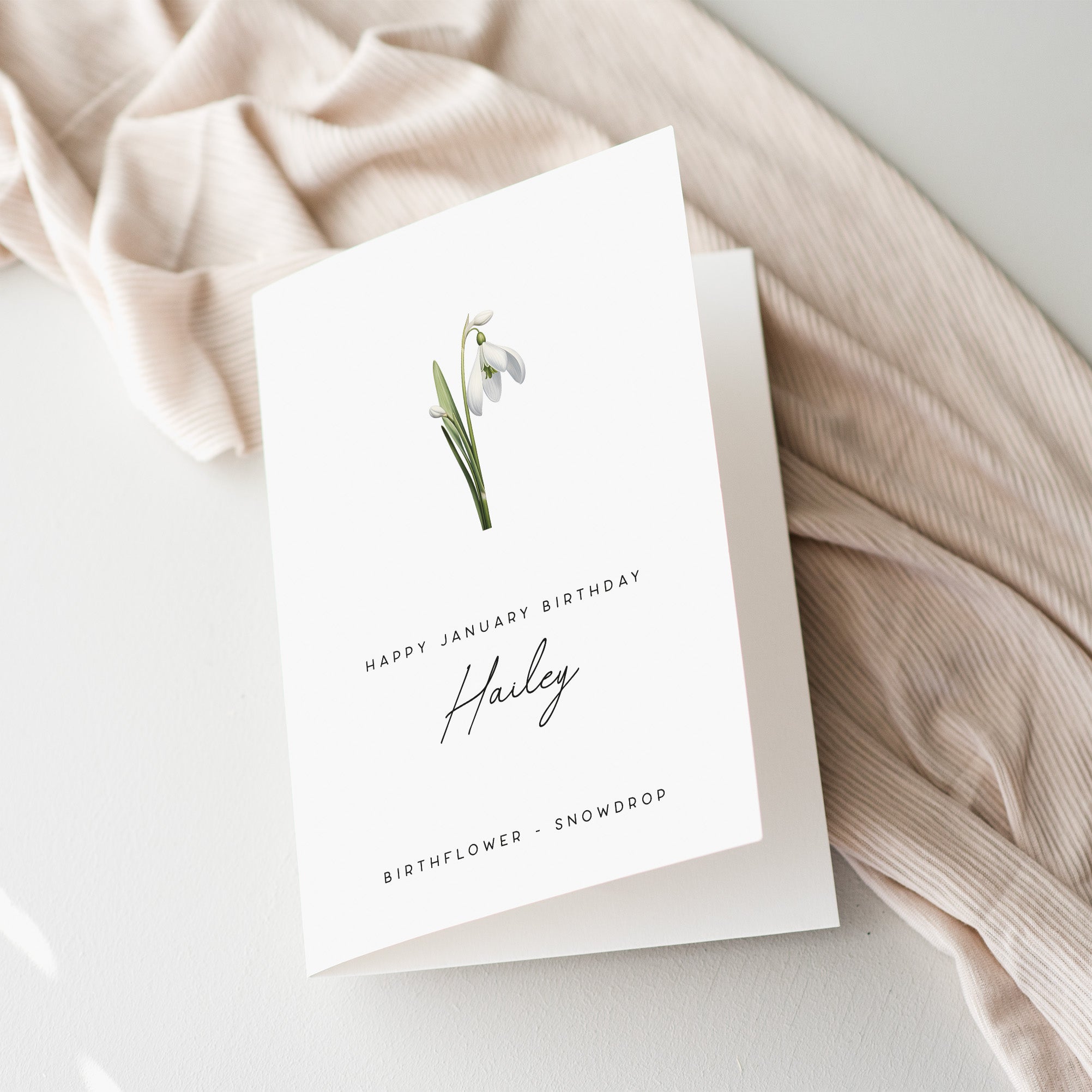 January Snowdrop Birth Flower Card - Beth and Bee UK