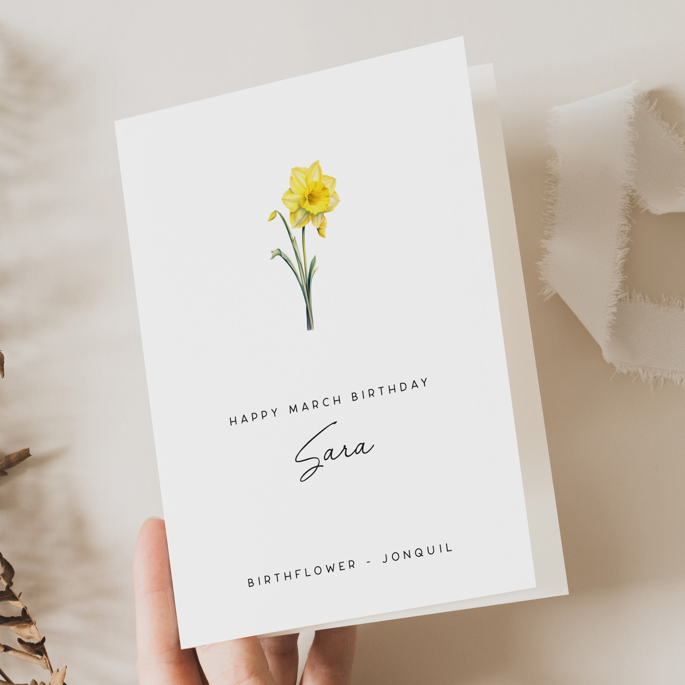 March Birth Flower Card - Beth and Bee UK