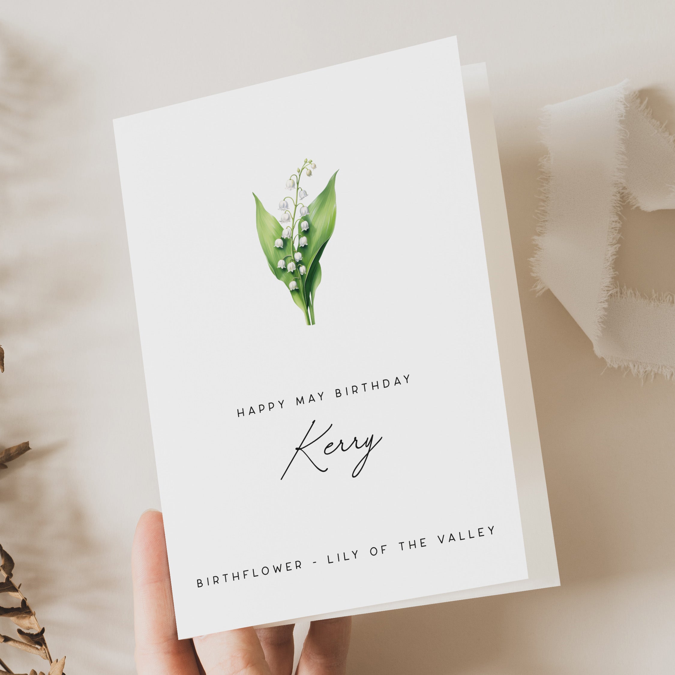 May Lily of the Valley Birth Flower Card - Beth and Bee UK