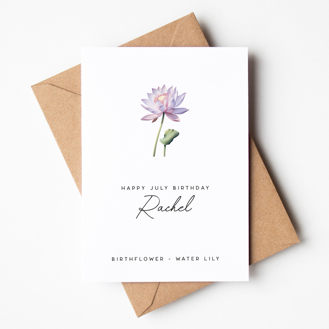 July Water Lily Birth Flower Card - Beth and Bee UK