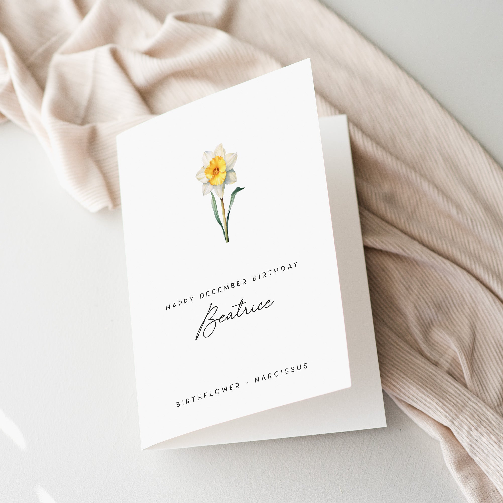 December Narcissus Birth Flower Card - Beth and Bee UK
