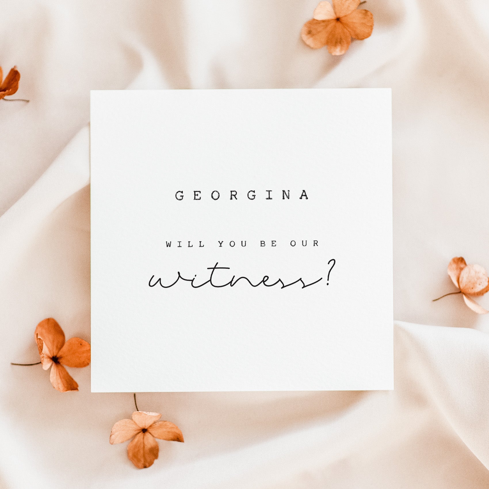 Personalised Witness Proposal Card - Beth and Bee UK