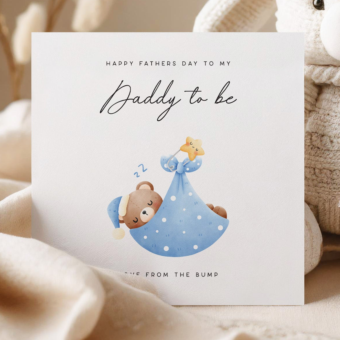 daddy to be fathers day card with teddy bear
