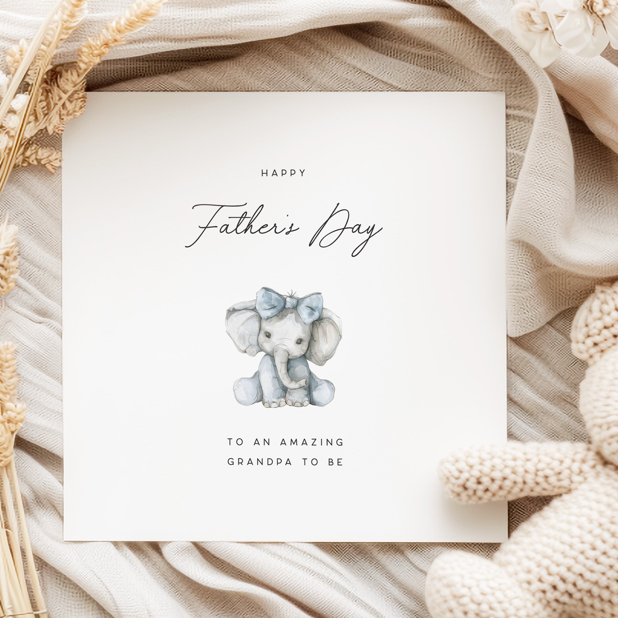 Father's Day Card for Grandpa-to-be with blue elephant