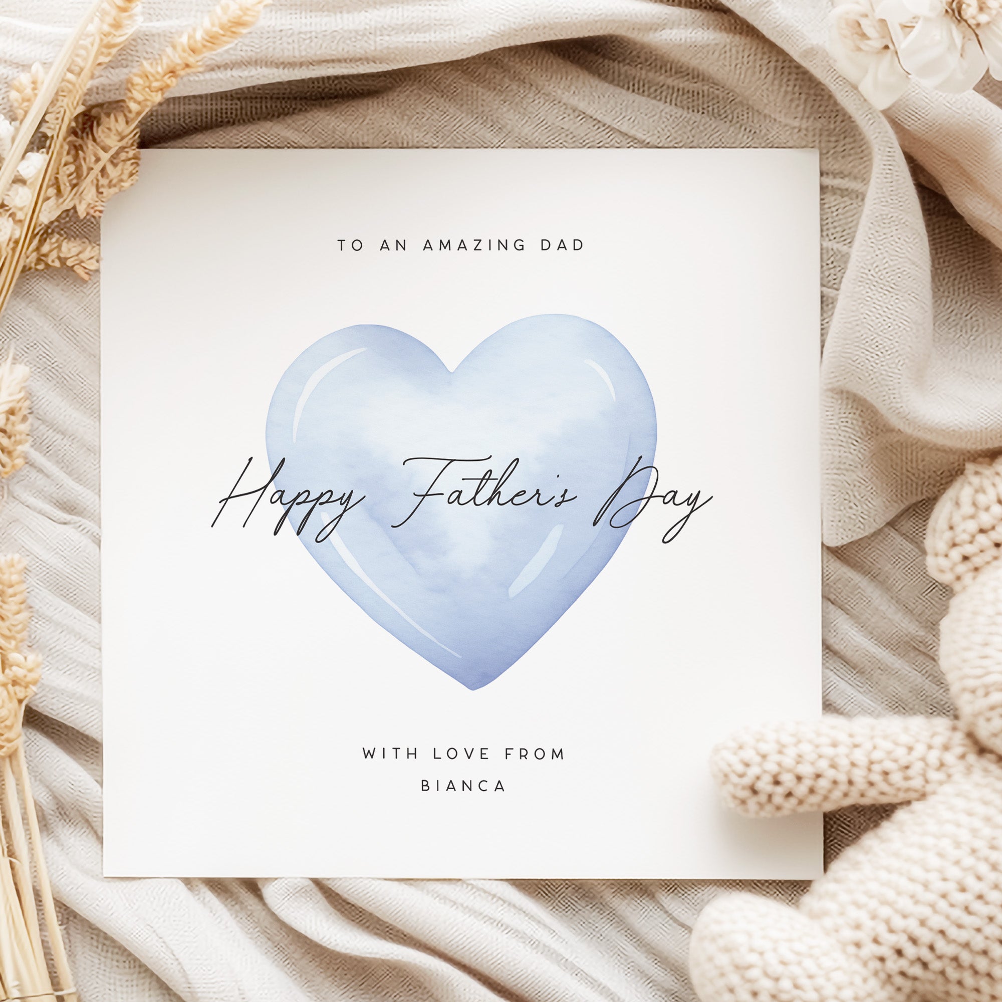 Father's Day Card for an amazing Dad in a blue heart