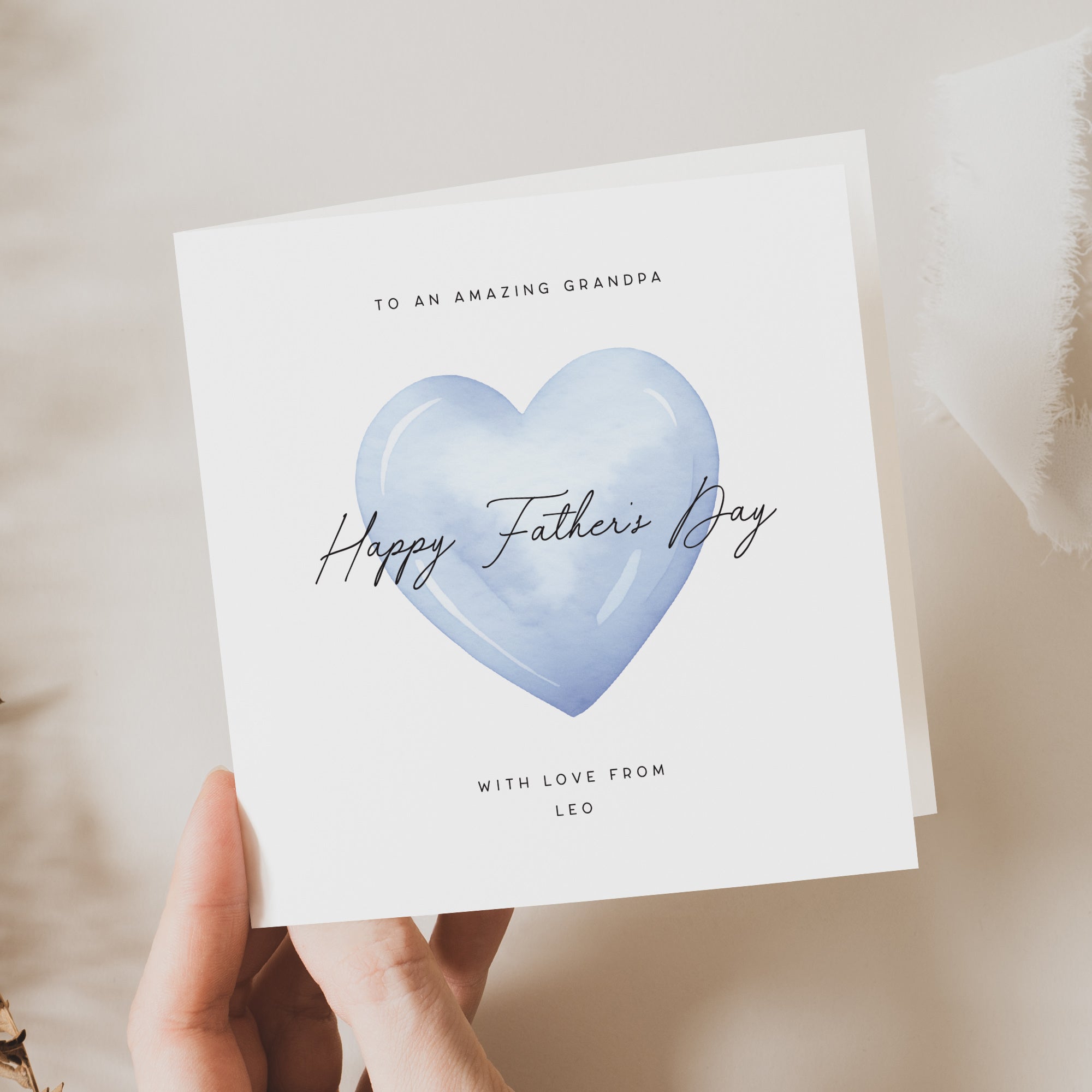Father's day card to an amazing grandpa in blue heart
