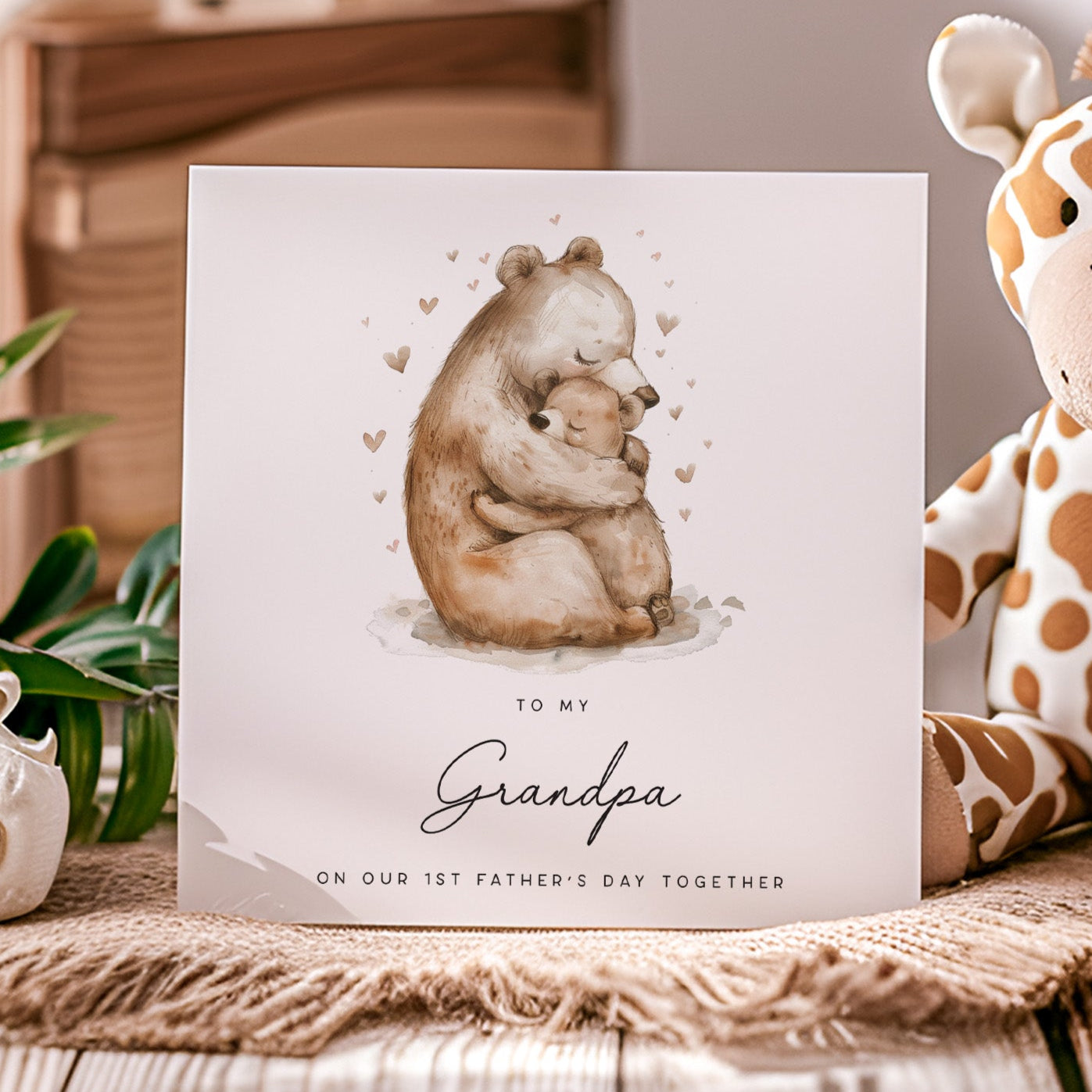 First fathers day for grandpa bear hug card
