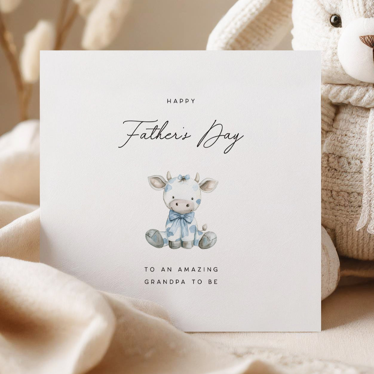 Grandpa to be father's day card with baby cow