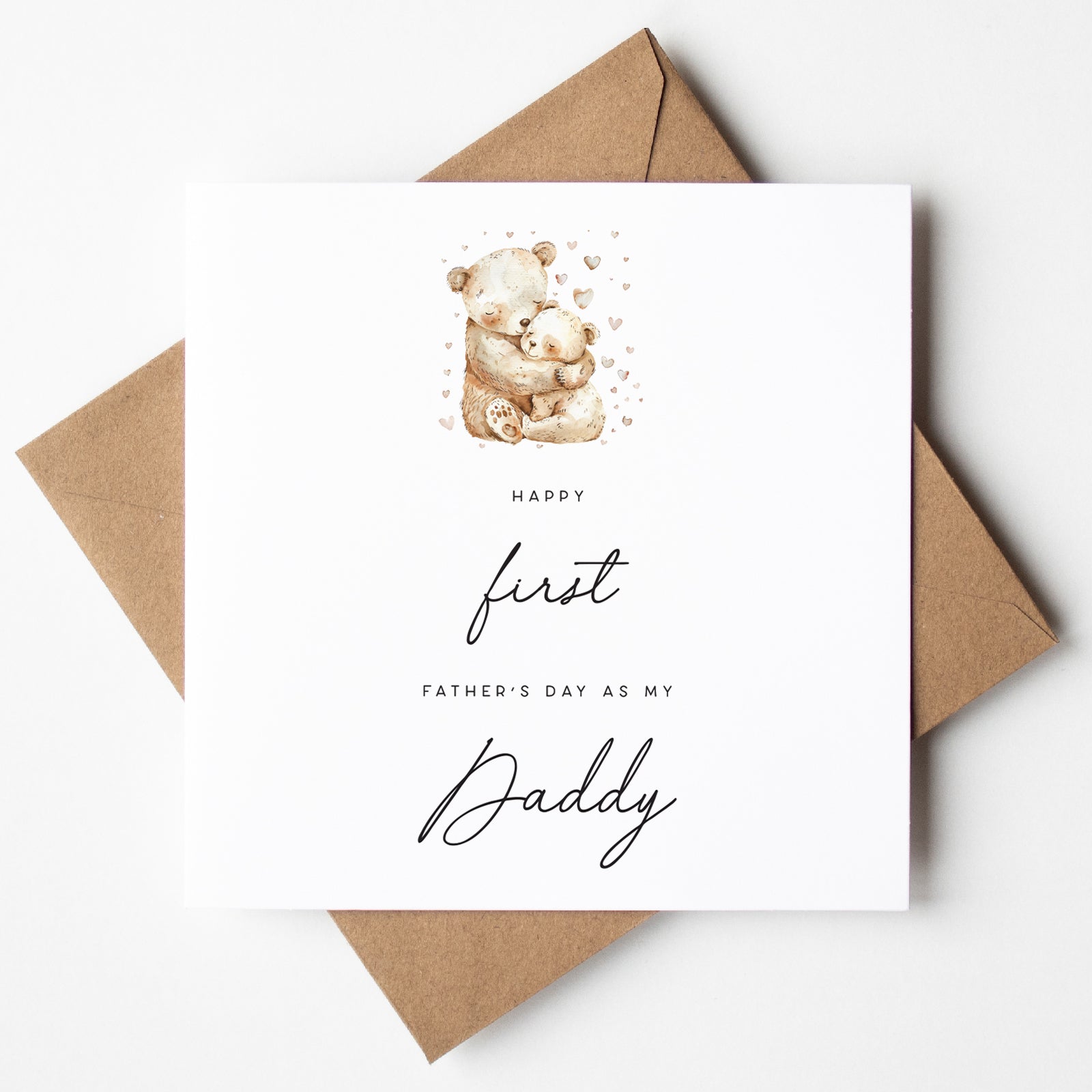 Happy 1st Father's Day as my Daddy feature an dady bear and bear cub hugging