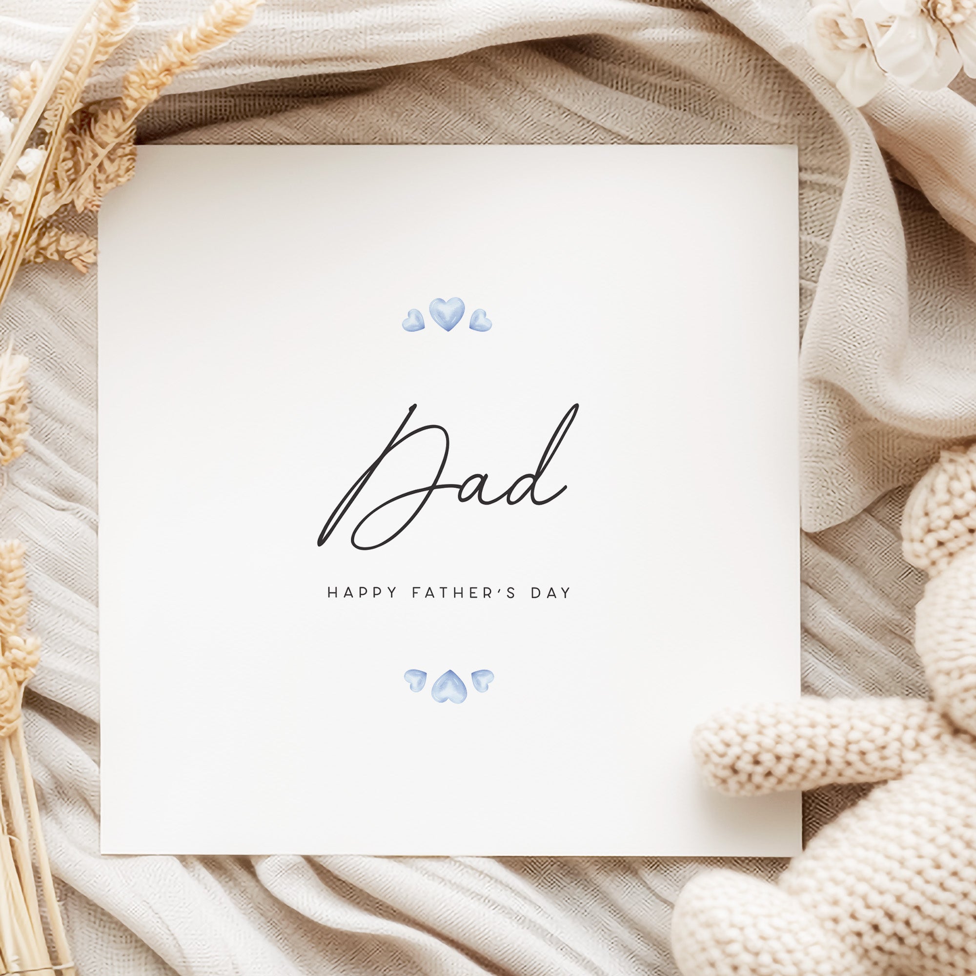 Happy Fathers Day dad with blue hearts