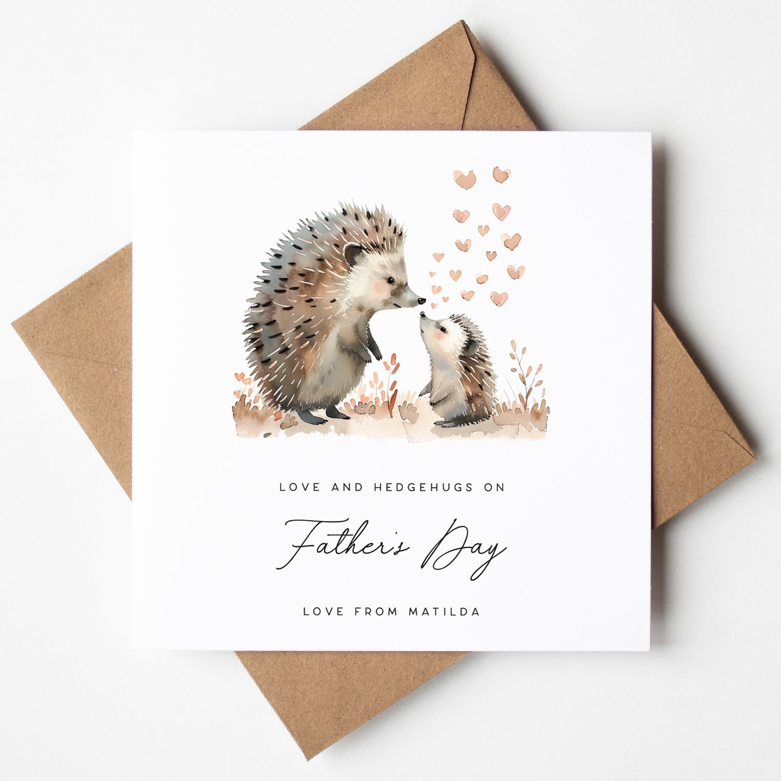 Love and Hedgehugs Father's Day Card with daddy and baby hedgehog