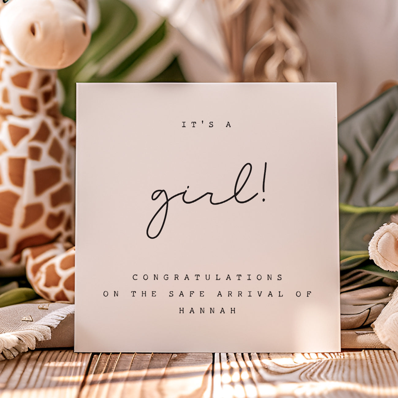 Personalised New Baby Girl Card - Beth and Bee UK