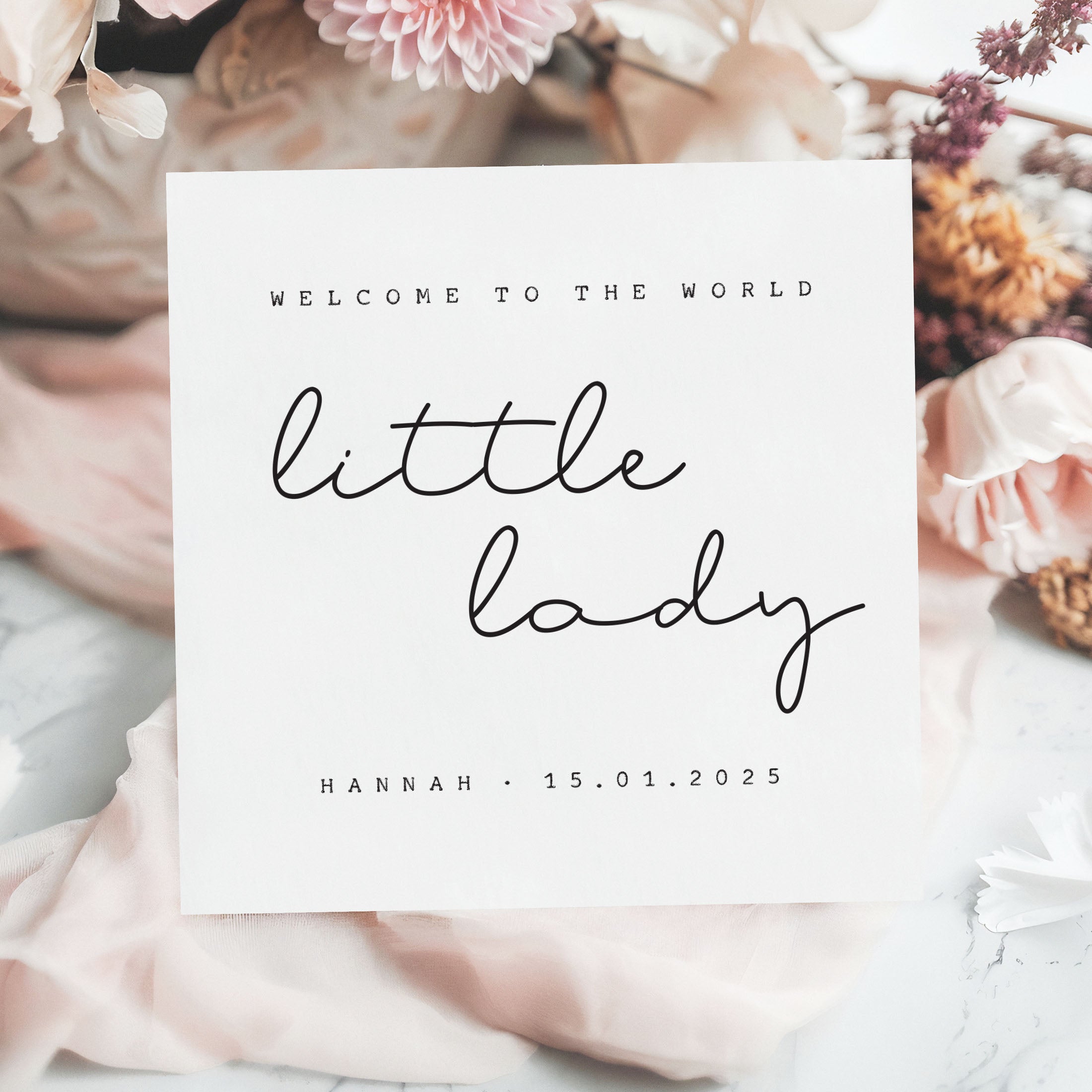 Welcome to the World New Baby Girl Card - Beth and Bee UK