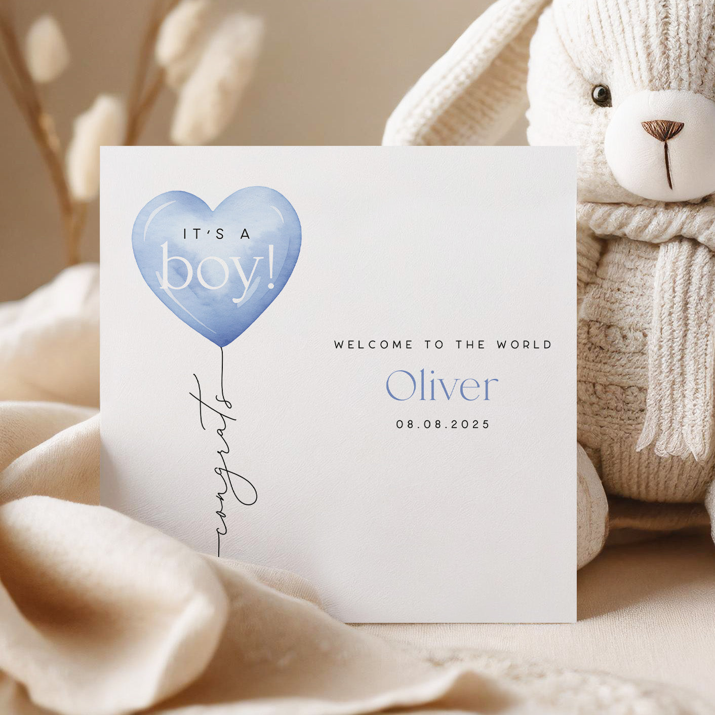 Personalised New Baby Boy Card - Beth and Bee UK