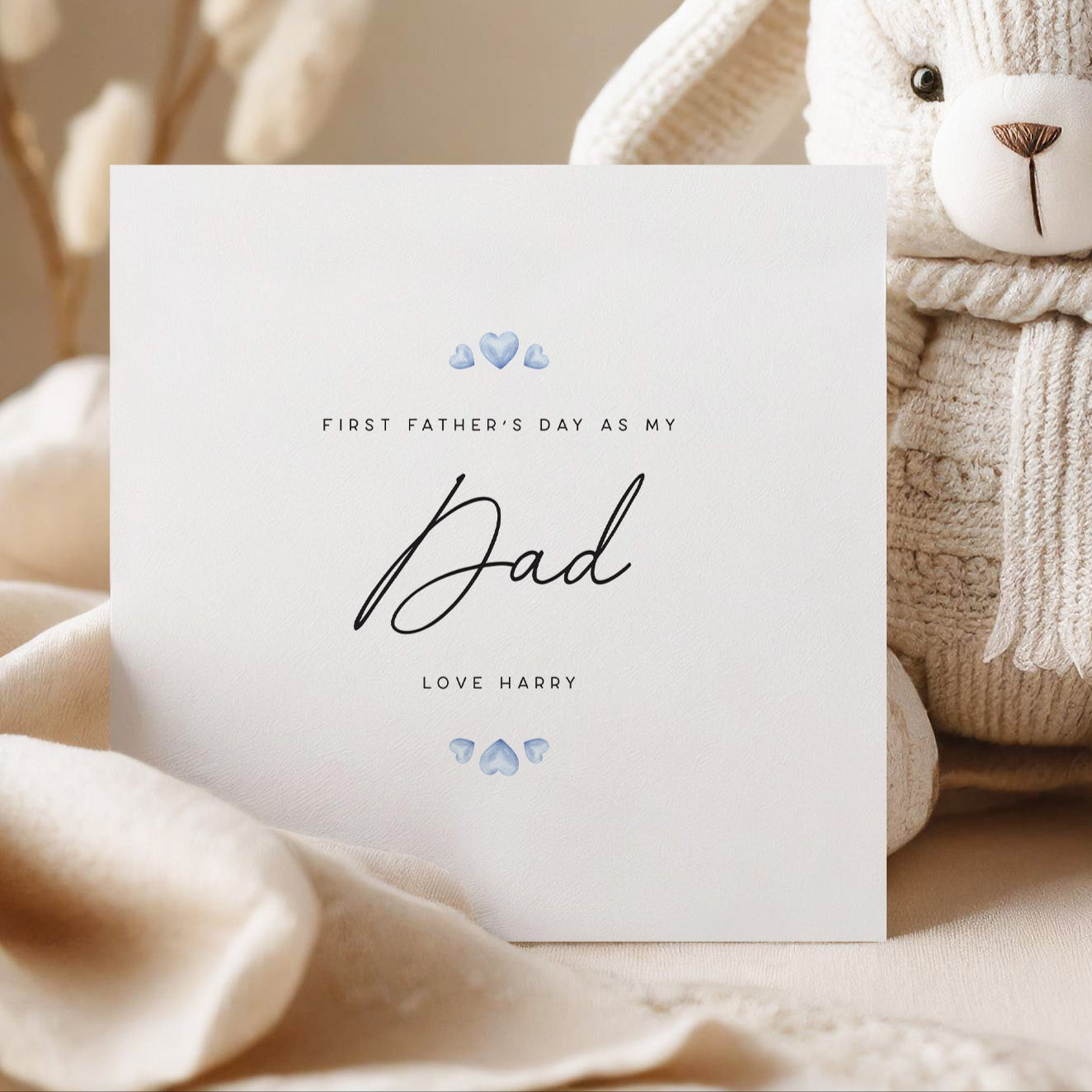 simple fathers day card with blue heart