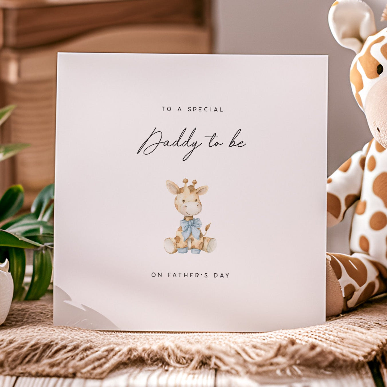 To a Special Daddy-to-be fathers day card featuring a cut baby girraffe