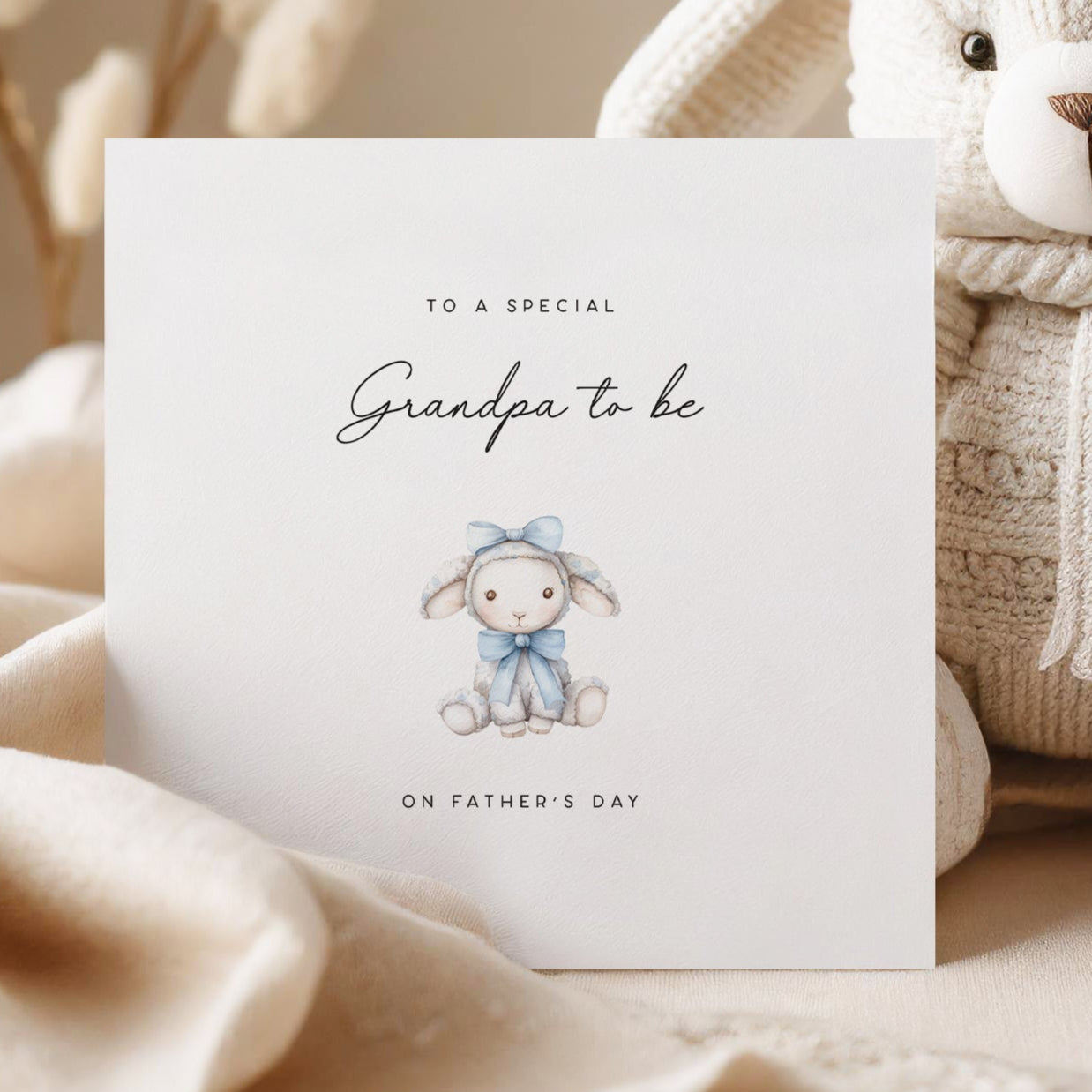 To a Special Grandpa-to-be fathers day card with a cute baby lamb on the front