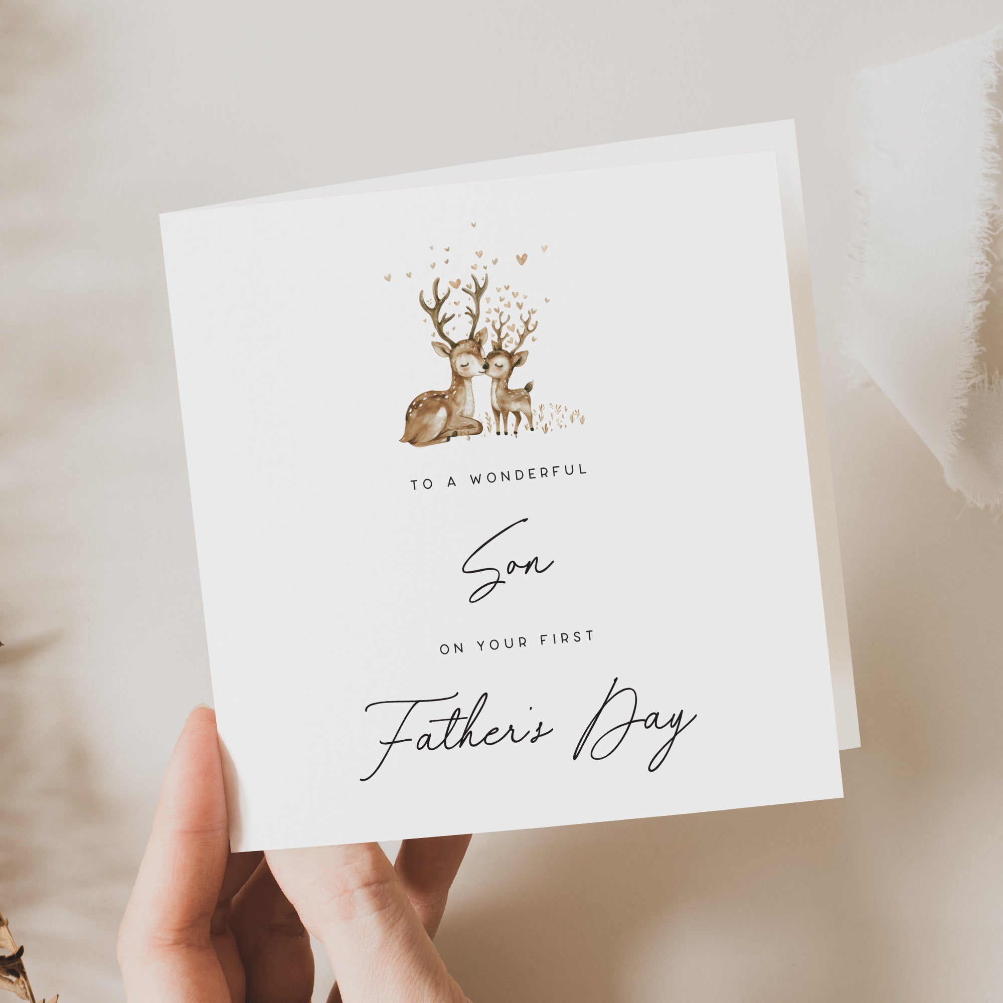 To our Son on your 1st Father's Day featuring deer and fawn