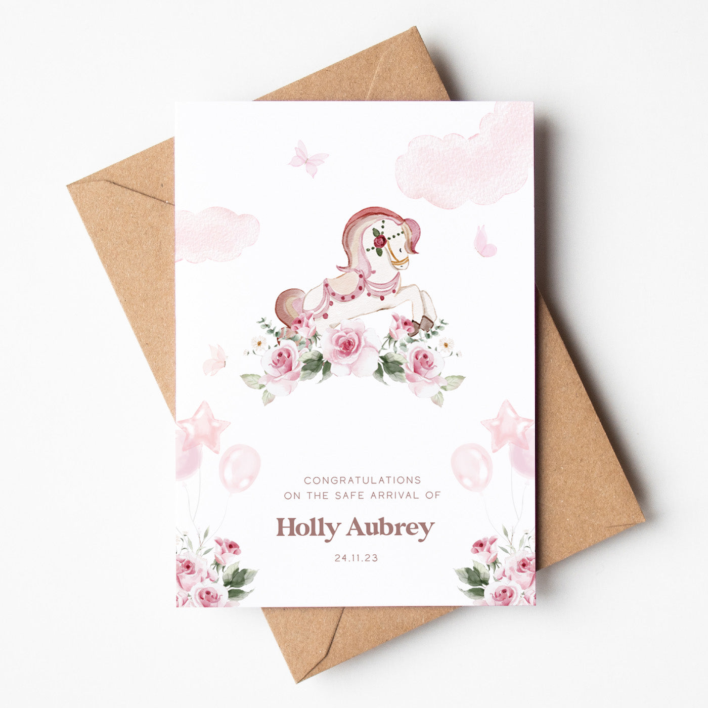 Floral Personalised New Baby Card - Beth + Bee UK