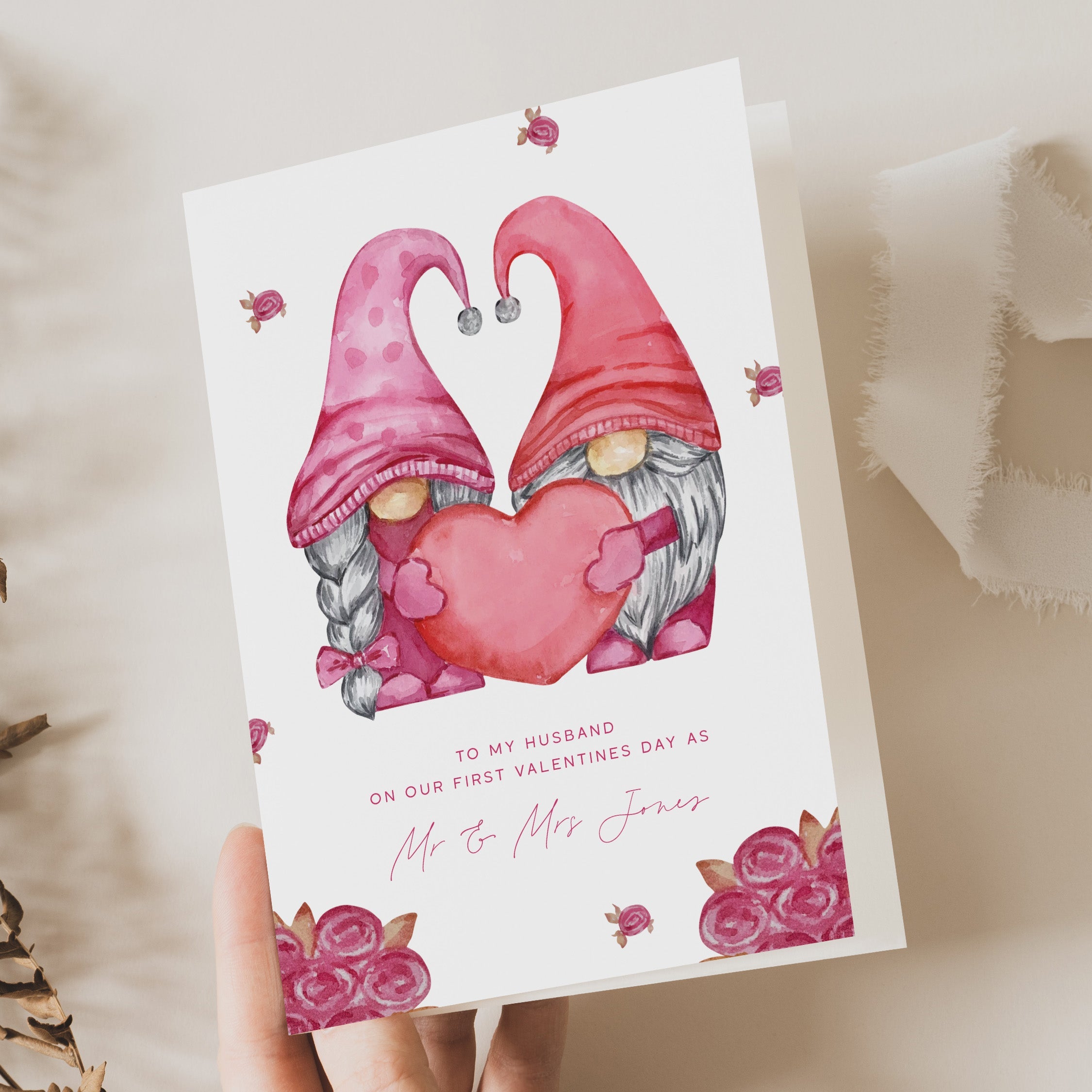 Cute Gnomes First Valentine's Day Card for Husband - Beth + Bee UK