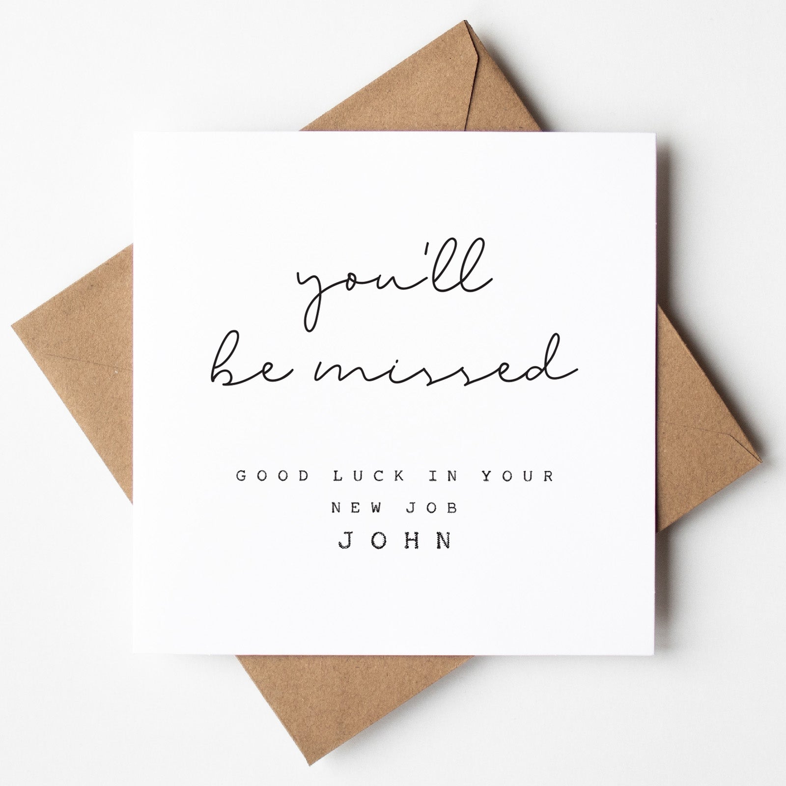 Modern Personalised Good Luck in new Job Card - Beth and Bee 