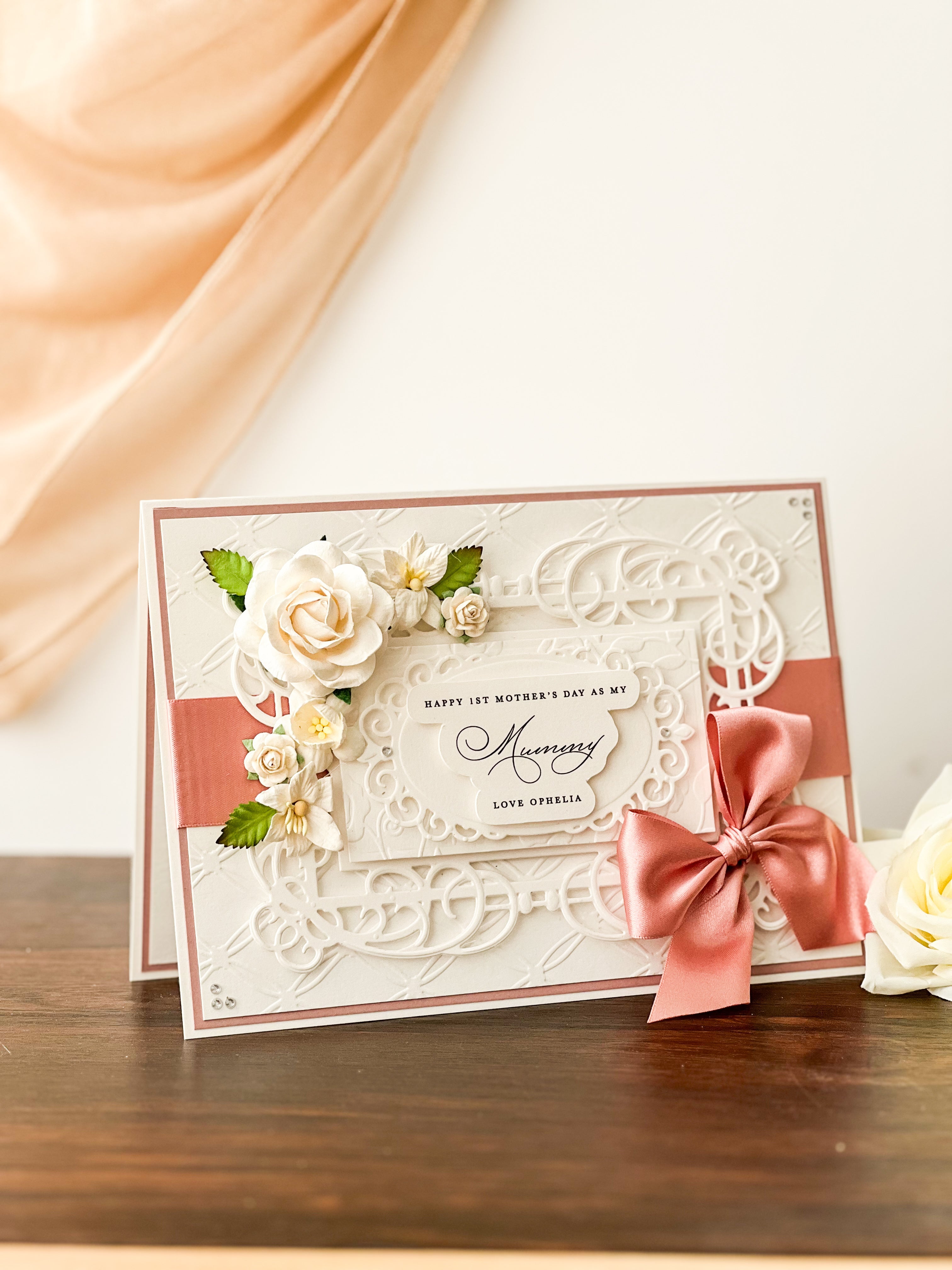 Luxury boxed 1st Mothers day card shown in pink