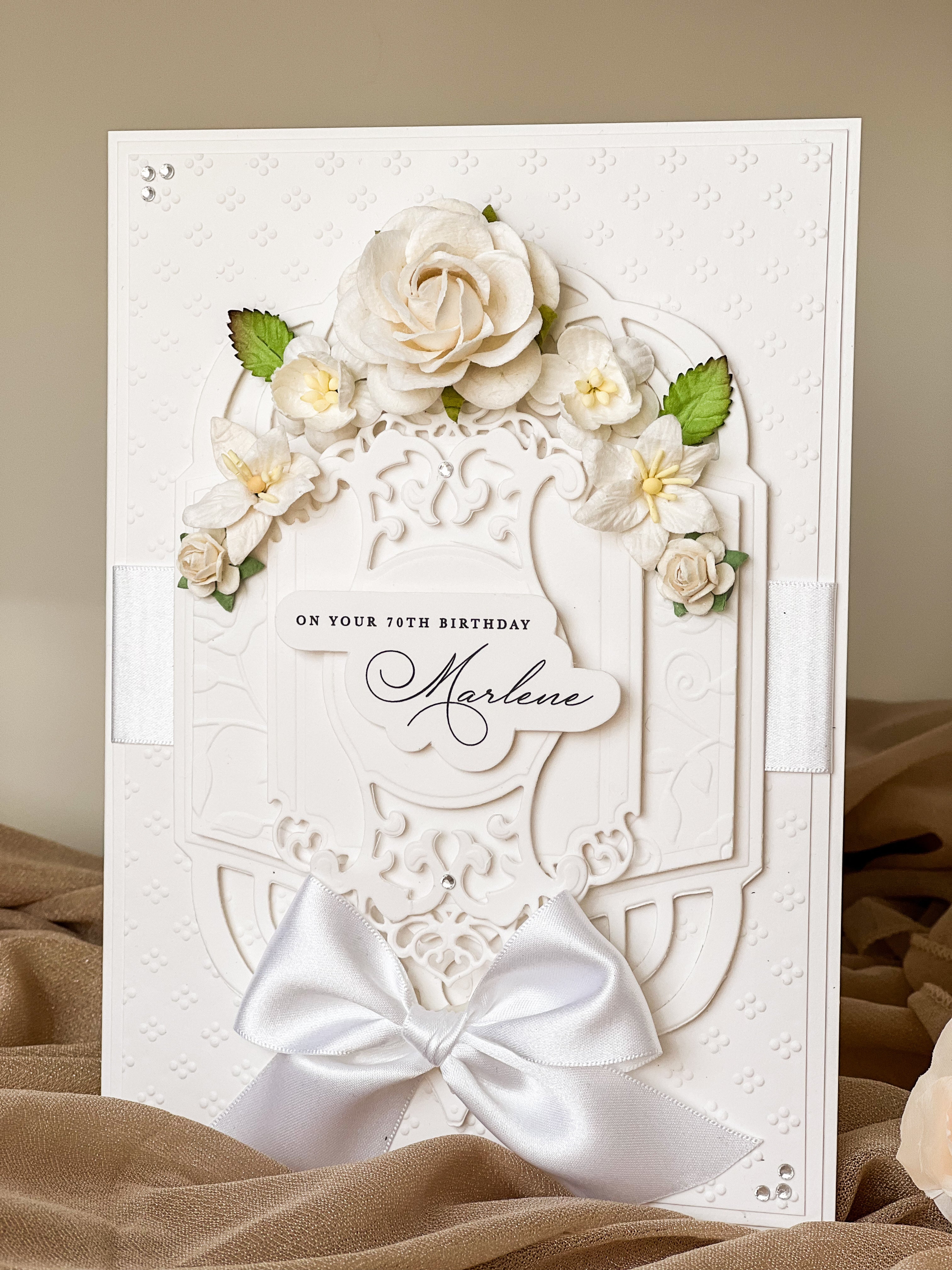 Luxury Boxed Birthday Card for 70th Birthday in white