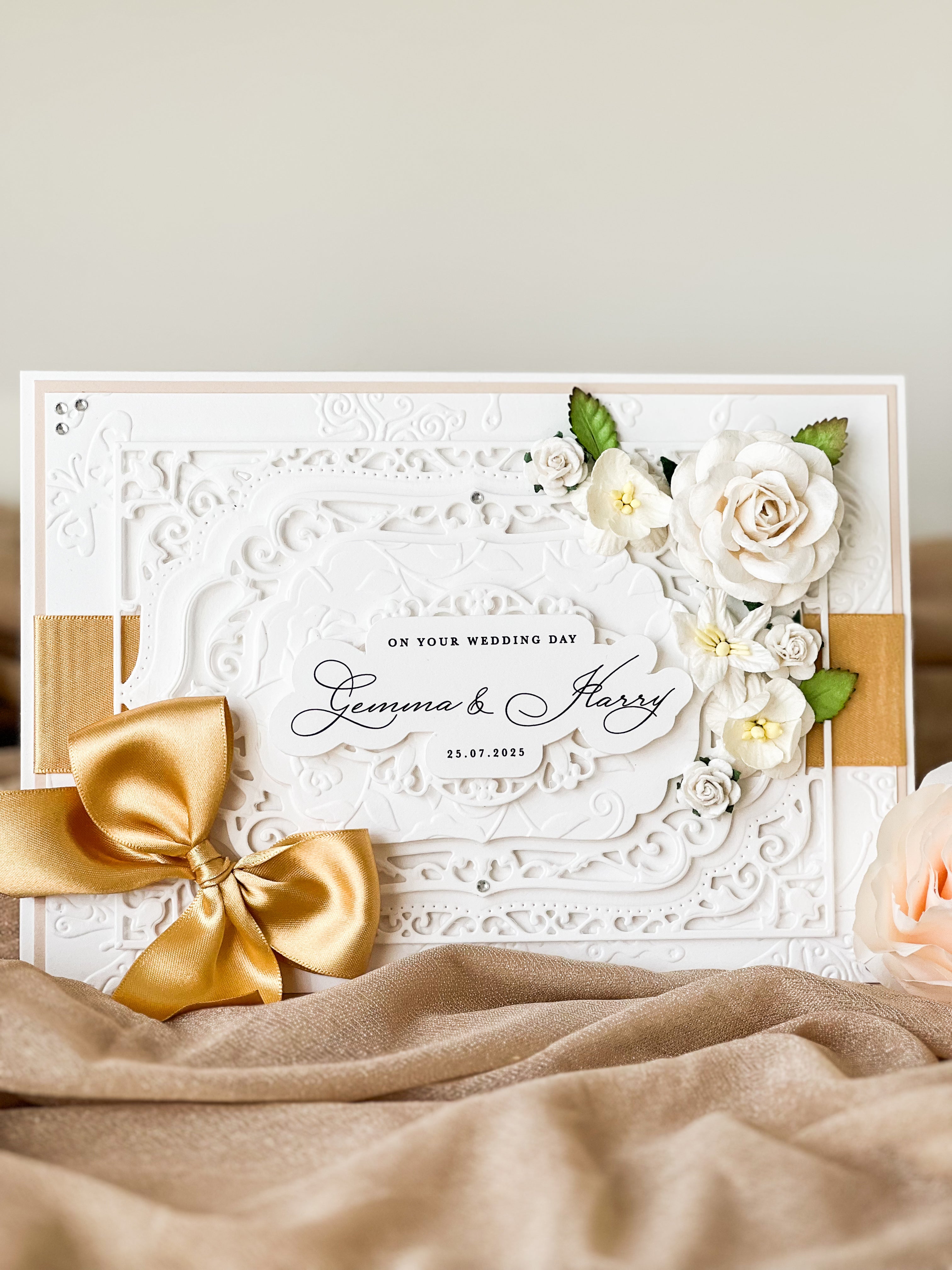 Luxury Boxed Wedding Card in Gold