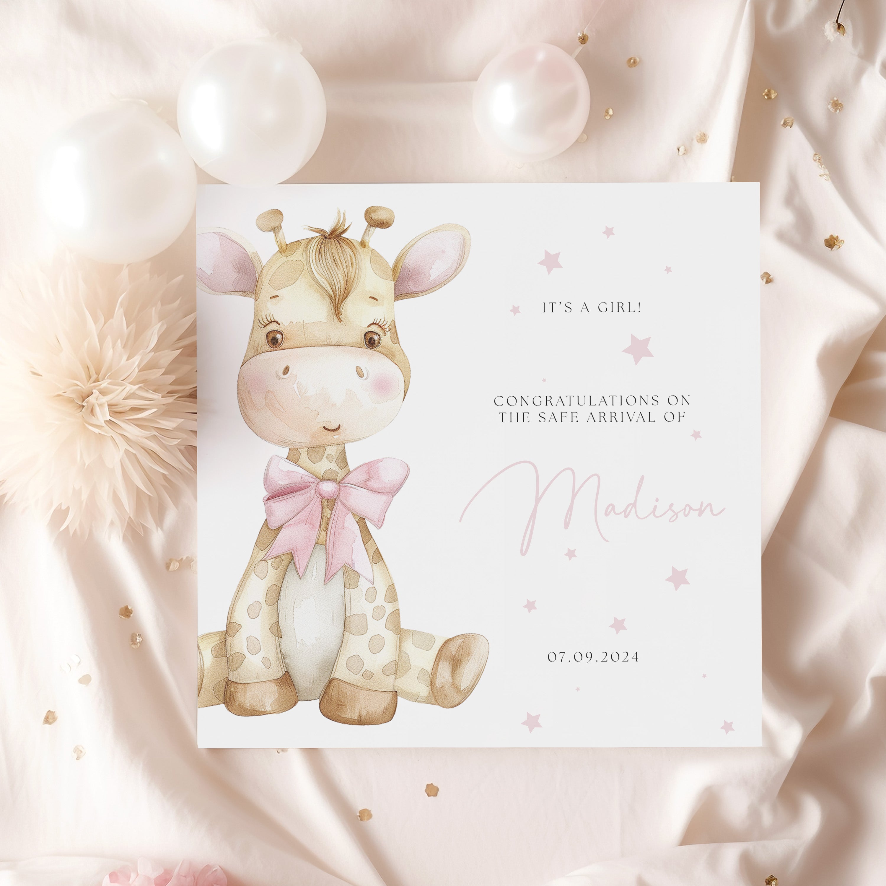 Personalised Cute New Baby Girl Congrats Card - Beth + Bee UK