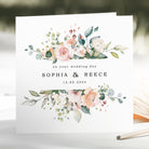 Pink Floral Personalised Wedding Day Card for Couple - Beth + Bee, Worcestershire