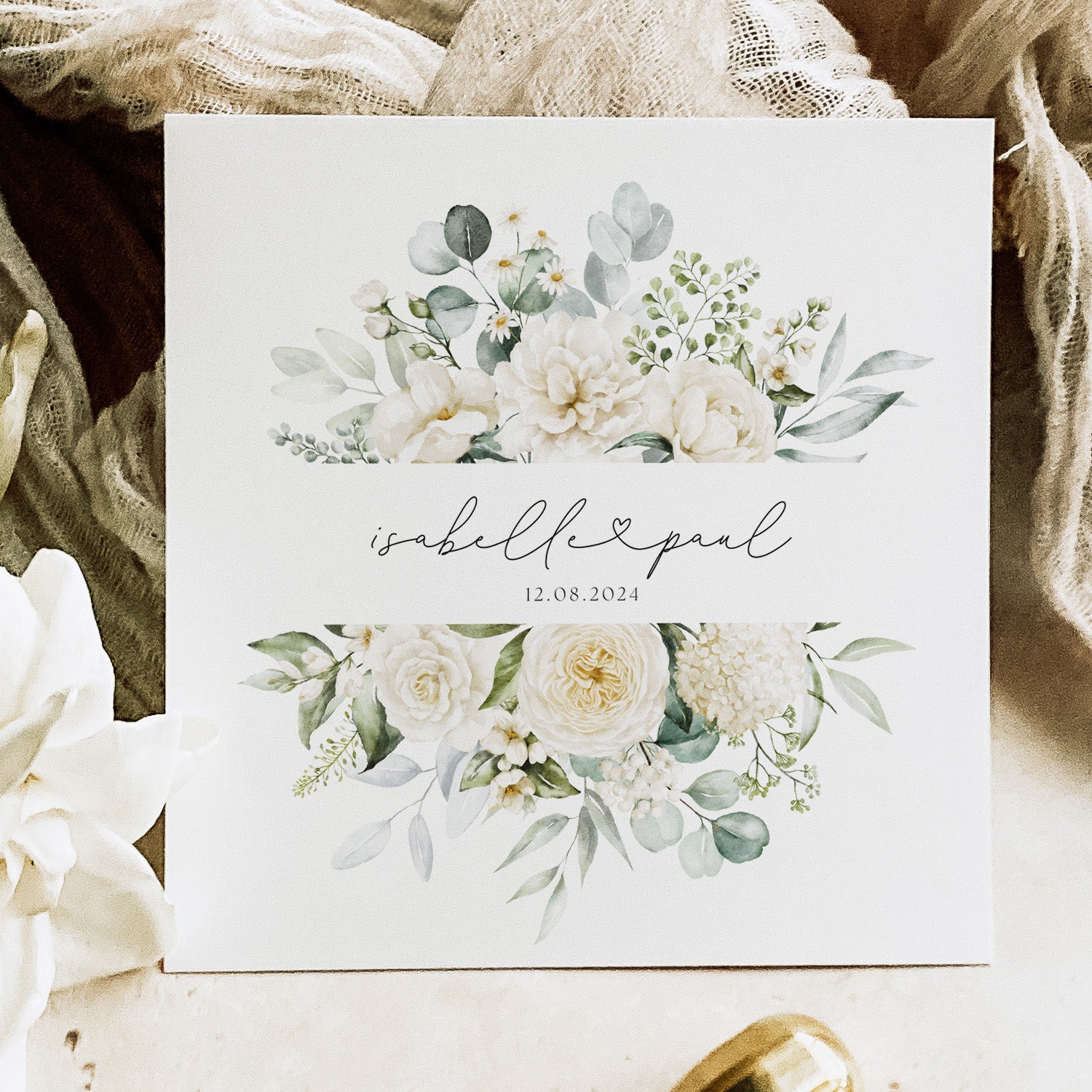 Romantic Floral Personalised Wedding Day Card - Beth + Bee, Worcestershire